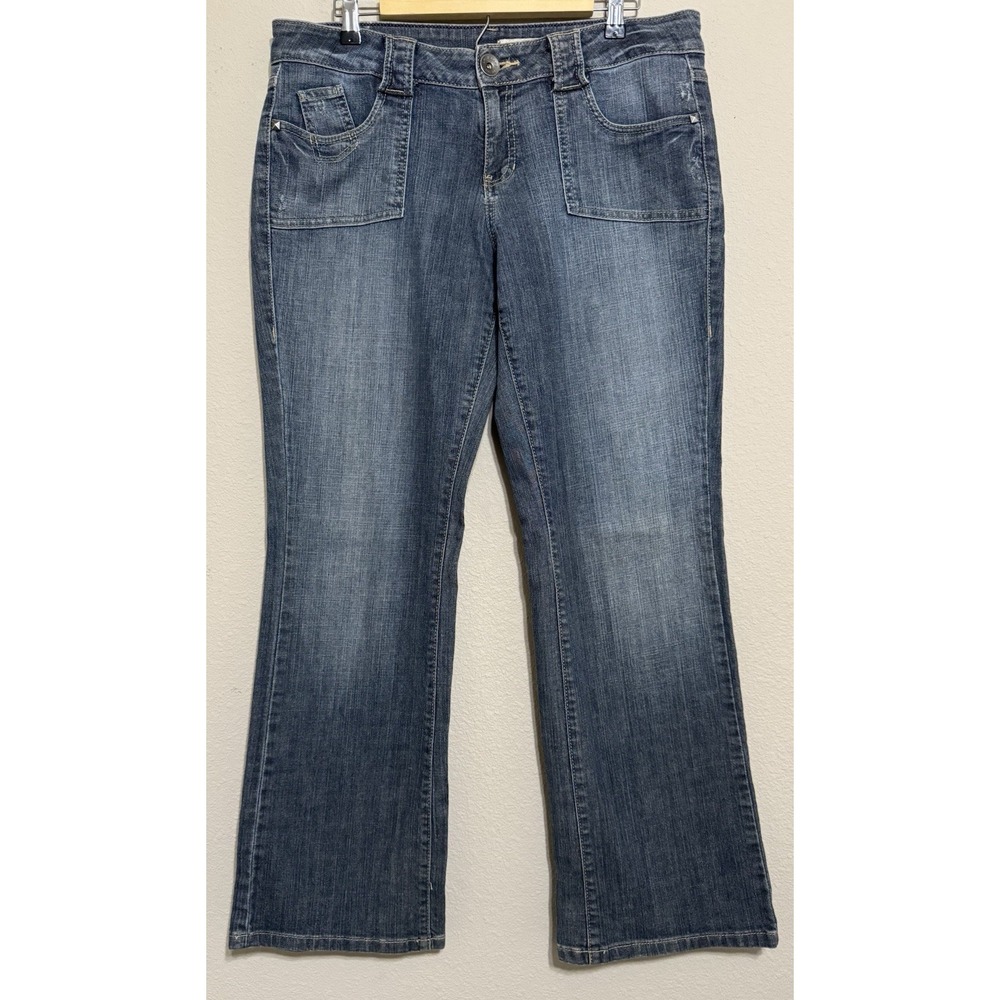 DKNY Women's Wide Leg Jeans Size 14 Blue Y2K Boho Hippie Peasant‎ 34x31